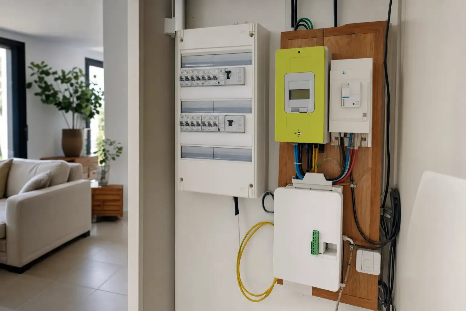 Raccordement d'un logement: électricité, compteur et fibre